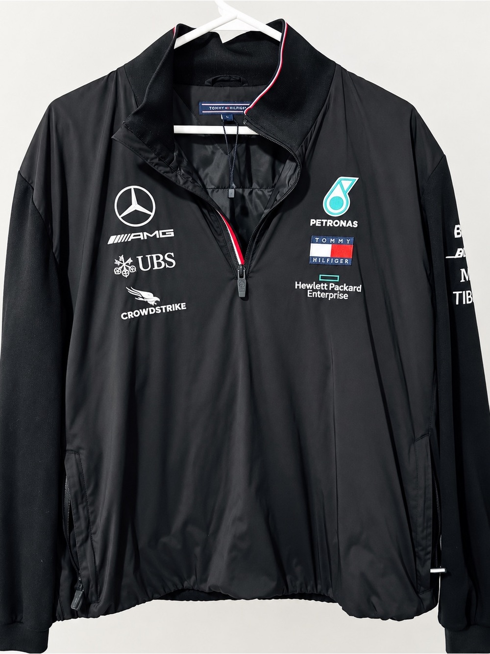 Tommy Hilfiger Black Racing Team Quarter-Zip Windbreaker